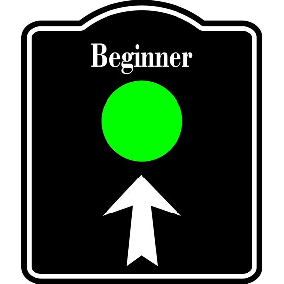 Beginner Trail Ski Slope Up Arrow BLACK Aluminum Composite Sign, 8.5"x10"