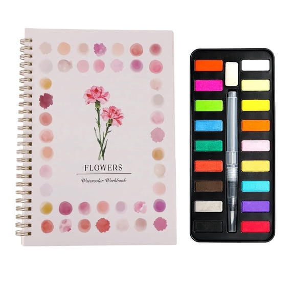 Beginner Watercolor Workbook with Paint Set - Easy Birds, Flowers & Animals Painting Kit for Adults