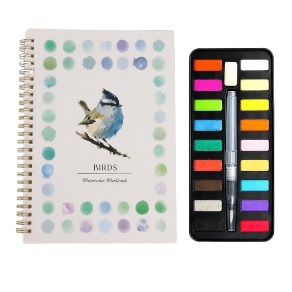 Beginner Watercolor Workbook with Paint Set - Easy Birds, Flowers & Animals Painting Kit for Adults