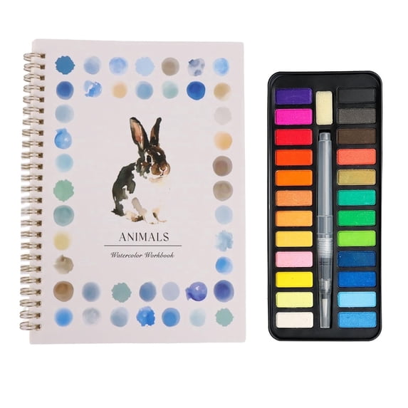 Beginner Watercolor Workbook with Paint Set - Easy Birds, Flowers & Animals Painting Kit for Adults