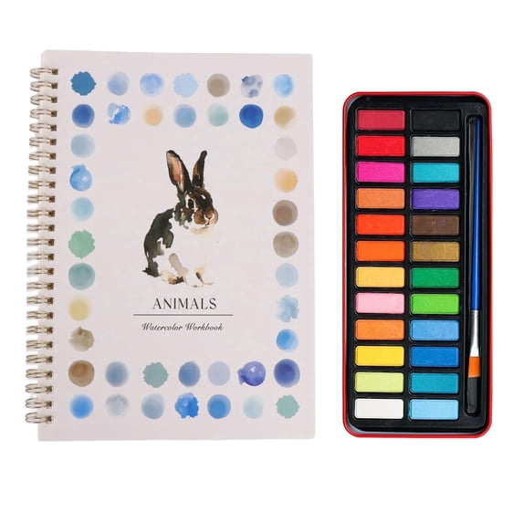 Beginner Watercolor Workbook with Paint Set - Easy Birds, Flowers & Animals Painting Kit for Adults