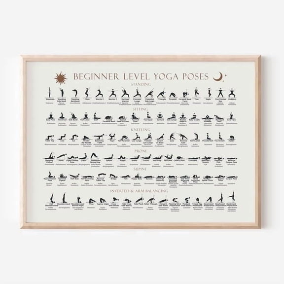 Beginner Yoga Poses Poster Hatha And Modern Asanas Home Decor Office Wall Art