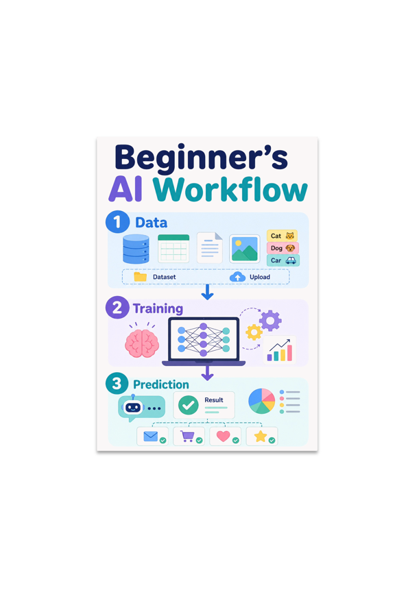 Beginner's AI Workflow Diagram - Tech Enthusiast - 13x19 Poster Print
