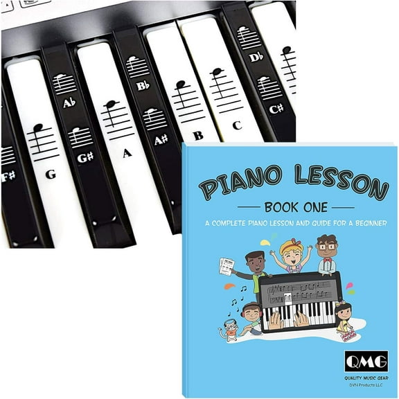 Beginner's Piano Stickers & Guide Book by Dr. Nalinda Almeida - 88 Stickers for Black and White keys