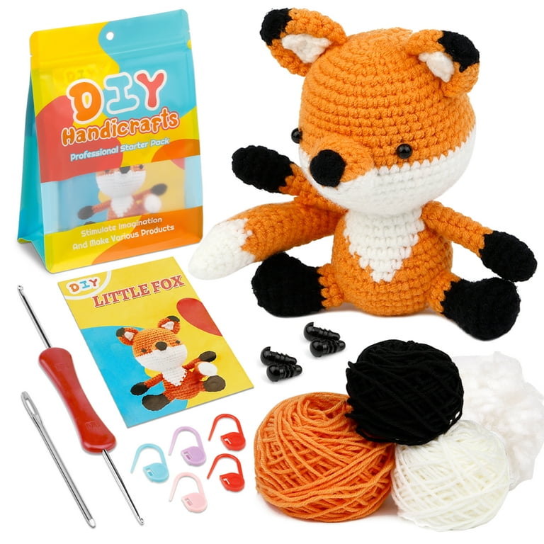 Crochet Kit for Beginners, Crochet Animal Kit for Beginners, Include Videos  Tutorials, Yarn, Eyes, Stuffing, Crochet Hook,Scissors DIY Craft for Adult