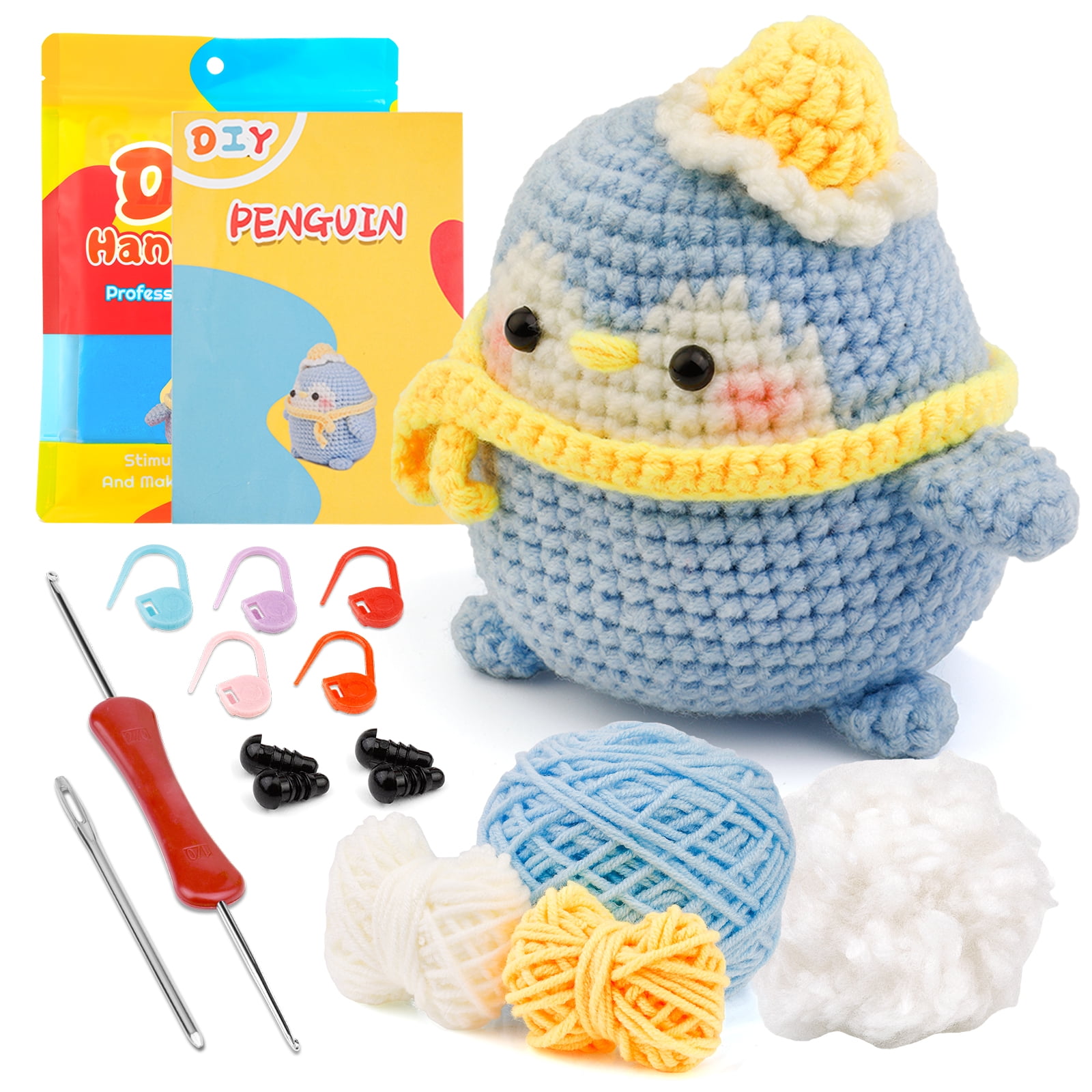 Beginners Crochet Kit, Cute Small Animals Kit for Beginers and Experts, All  in One Crochet Knitting Kit, Step-by-Step Instructions Video, Crochet  Starter Kit for Beginner DIY Craft Art (Penguin). 