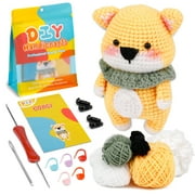 Beginners Crochet Kit, Cute Small Animals Kit for Beginers and Experts, All in One Crochet Knitting Kit, Step-by-Step Instructions Video, Crochet Starter Kit for Beginner DIY Craft Art (Puppy).