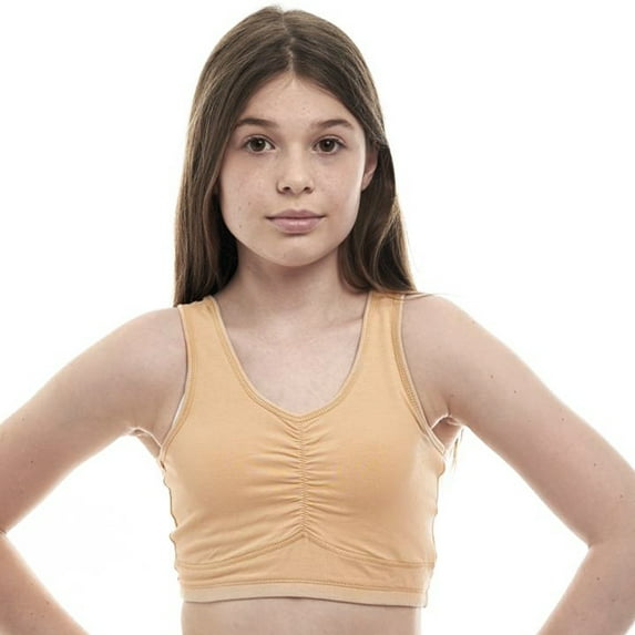 Beginners Crop Top Cotton/Lycra Training Bra for Teen Girls Young Women (Nude, 30)