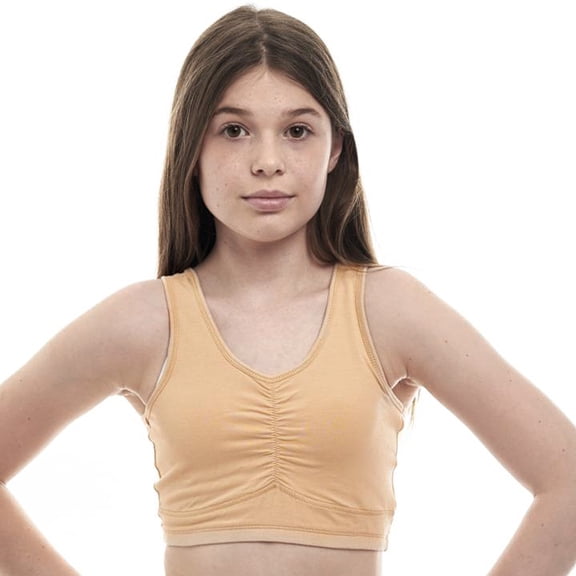 Beginners Crop Top Cotton/Lycra Training Bra for Teen Girls Young Women (Nude, 34)