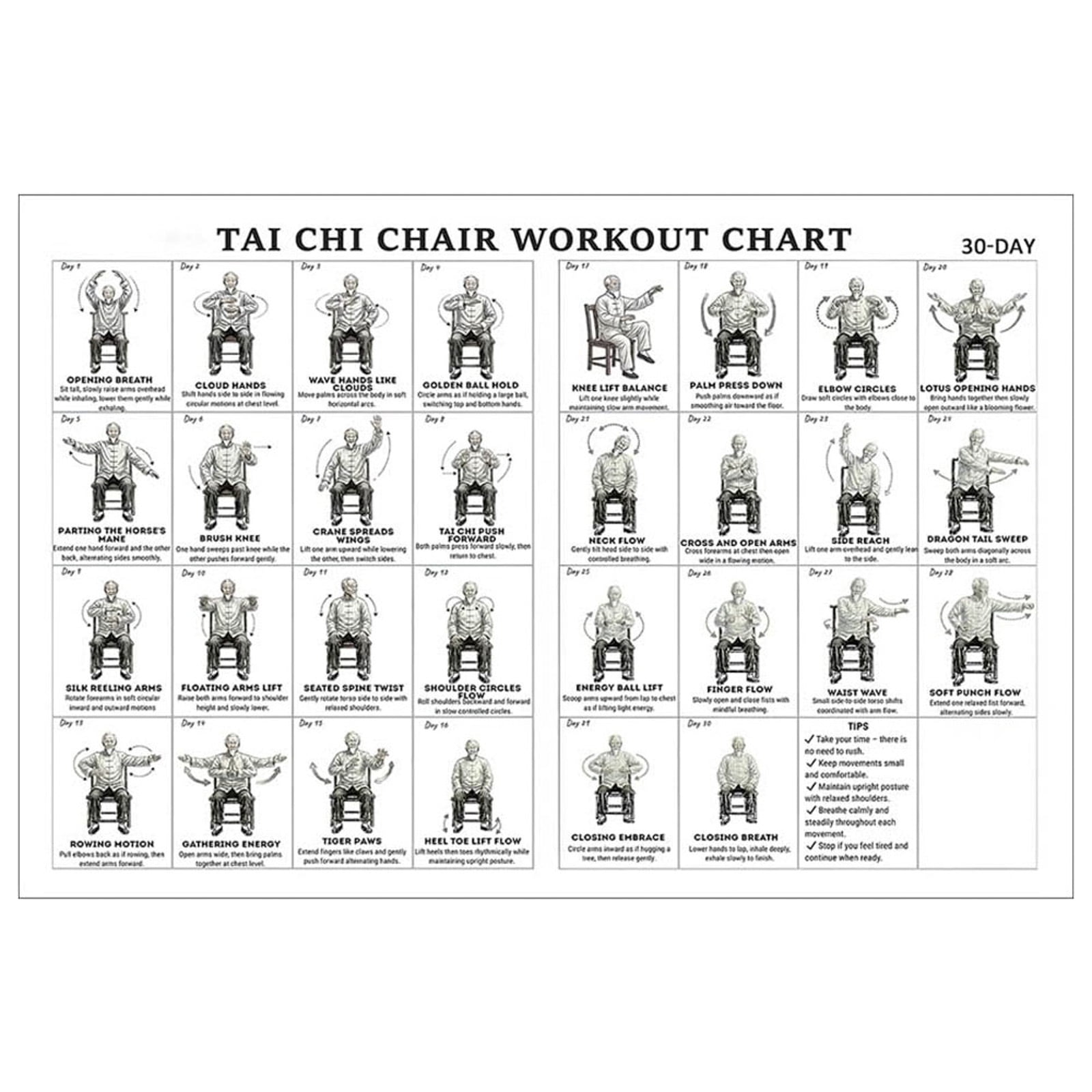 Beginners Seated Exercises Poster Chair Workout Chart Canvas Wall Art ...