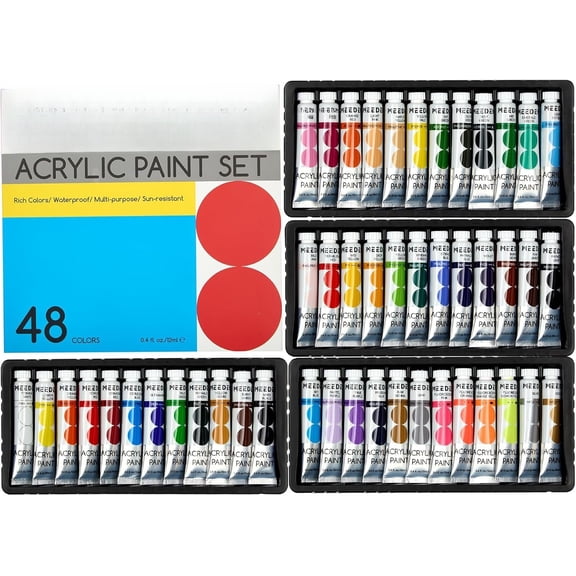 Beginners   Set: 48 Colors 12ml/0.41 fl oz Heavy  Starter Set - Non- Rich Pigments Art  for Adults Hobbists Painting  Canvas  Fabric Craft