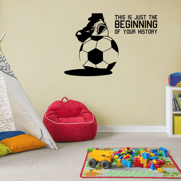 Beginning Of Your History Quote Soccer Player Athlete Quotes Wall Sticker for Nursery Bedroom Children Kids World Cup Sport Fans Rooms Home Art Murals Decals Decor Vinyl Decoration Size (24x30 inch)