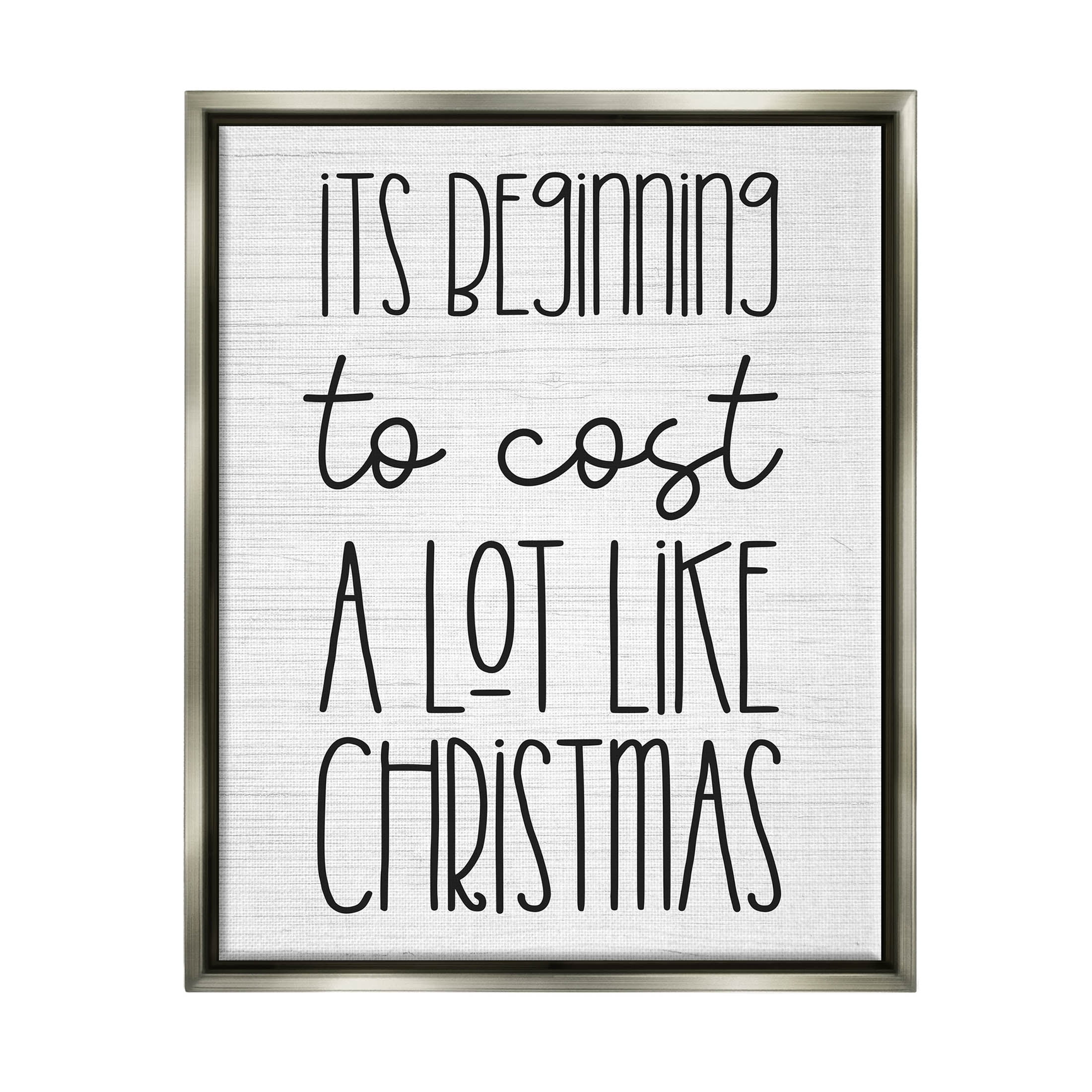 Beginning To Cost Like Christmas Humor Holiday Graphic Art Luster Gray Framed Art Print Wall Art