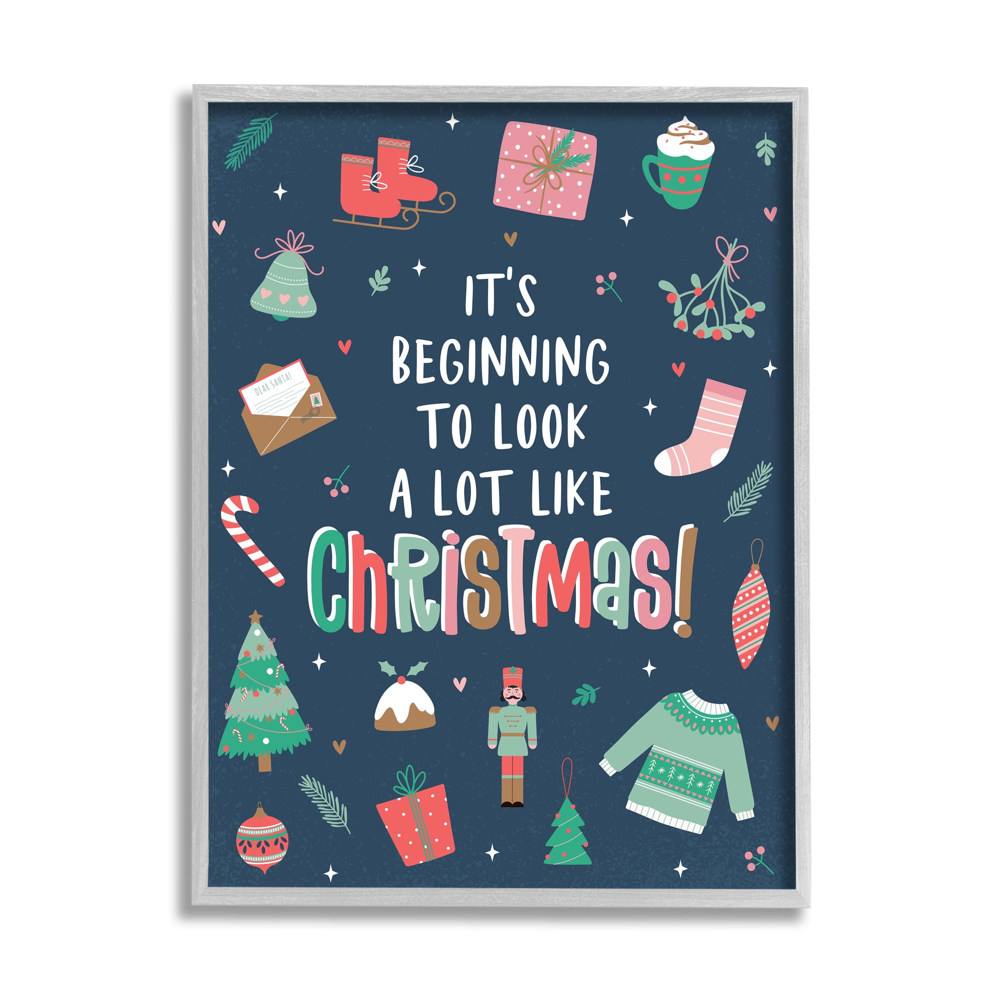 Beginning To Look Like Christmas Varied Festive Details Inspirational Graphic Art Framed Art Print Wall Art