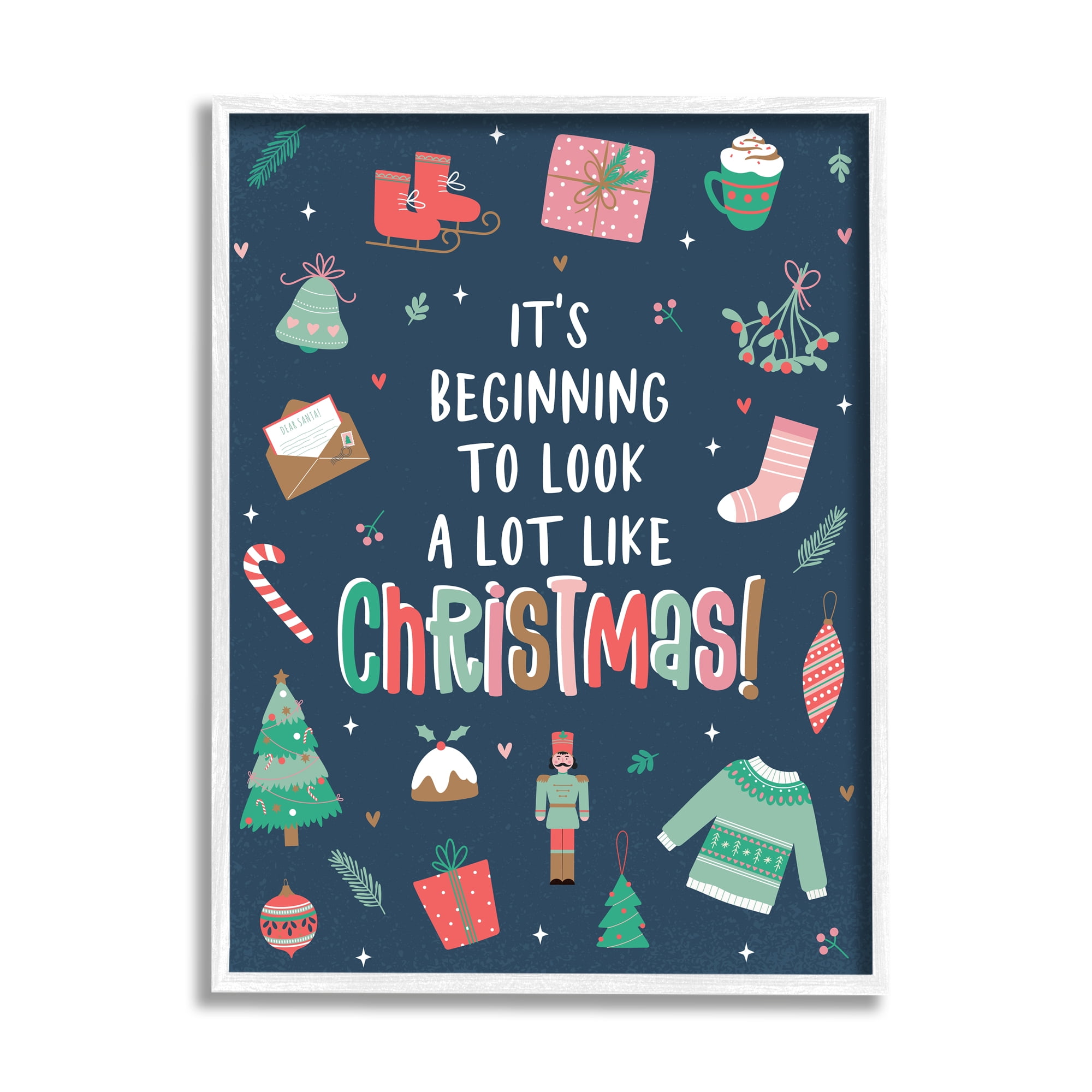 Beginning To Look Like Christmas Varied Festive Details Inspirational Graphic Art Framed Art Print Wall Art