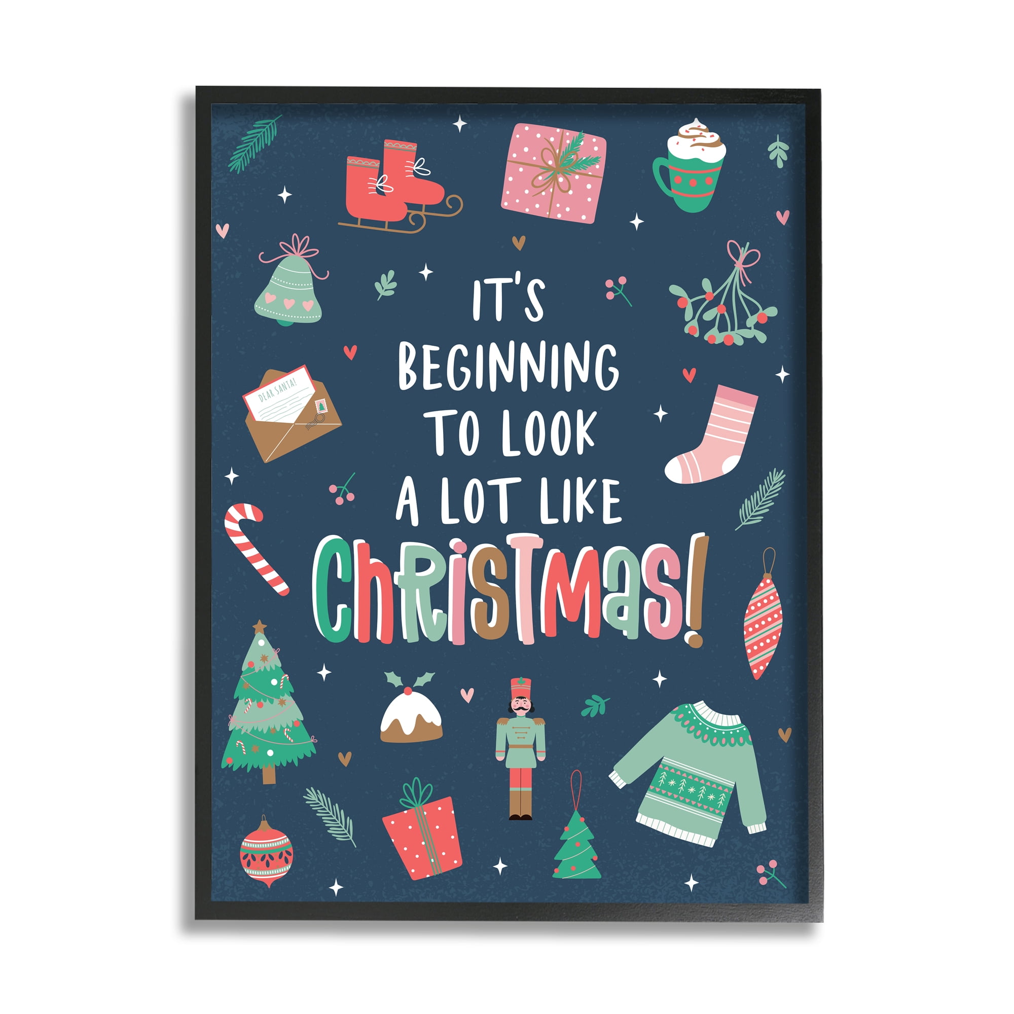 Beginning To Look Like Christmas Varied Festive Details Inspirational Graphic Art Framed Art Print Wall Art