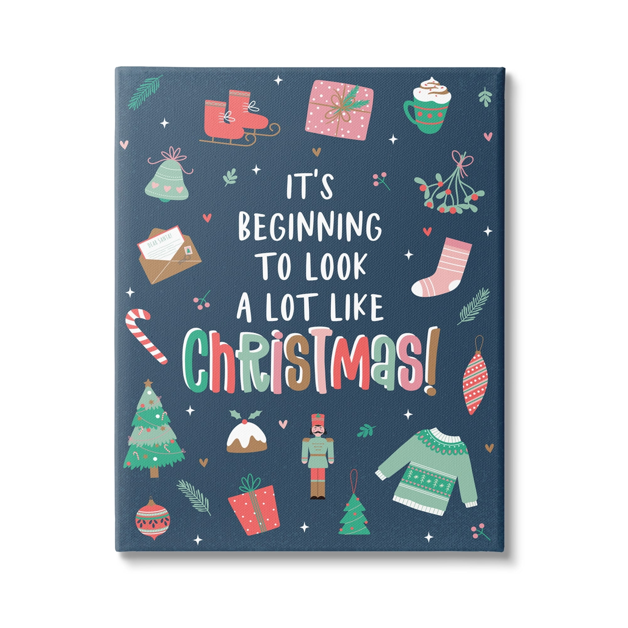 Beginning To Look Like Christmas Varied Festive Details Inspirational Graphic Art Gallery-Wrapped Canvas Print Wall Art