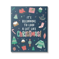 Beginning To Look Like Christmas Varied Festive Details Inspirational Graphic Art Gallery-Wrapped Canvas Print Wall Art