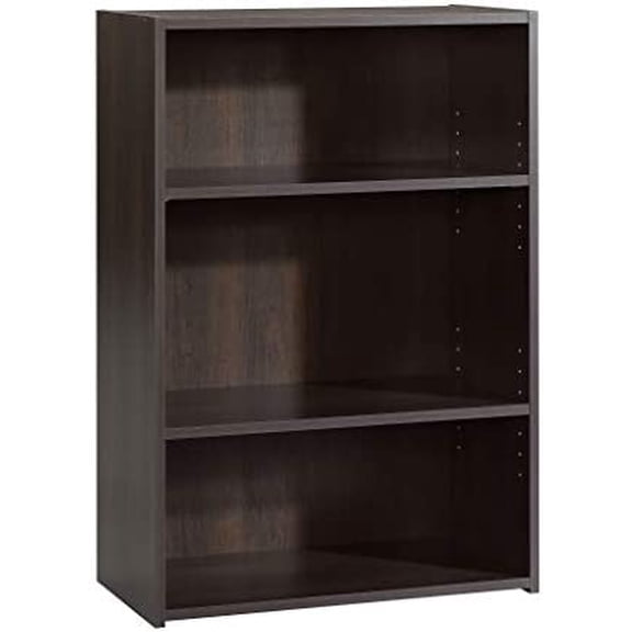 Beginnings 3-Shelf Bookcase, Bookshelf with Adjustable Storage Shelves, in Med Wood Finish