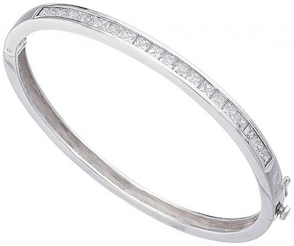 Beginnings Cubic Zirconia Square Channel Set Bangle - Silver/Clear
