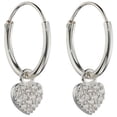 thumbnail image 1 of Beginnings Heart Cubic Zirconia Assembled Hoop Earrings - Silver, 1 of 1
