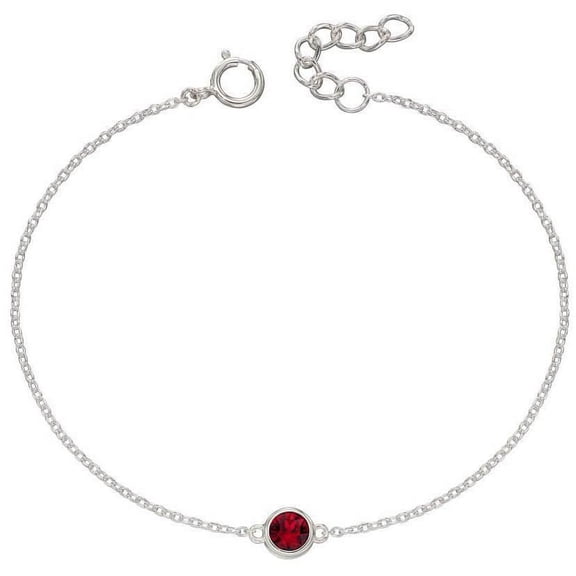 Beginnings July Birthstone Bracelet - Silver/Ruby Red