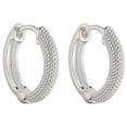 thumbnail image 1 of Beginnings Micro Bead Textured Hoop Earrings - Silver, 1 of 1