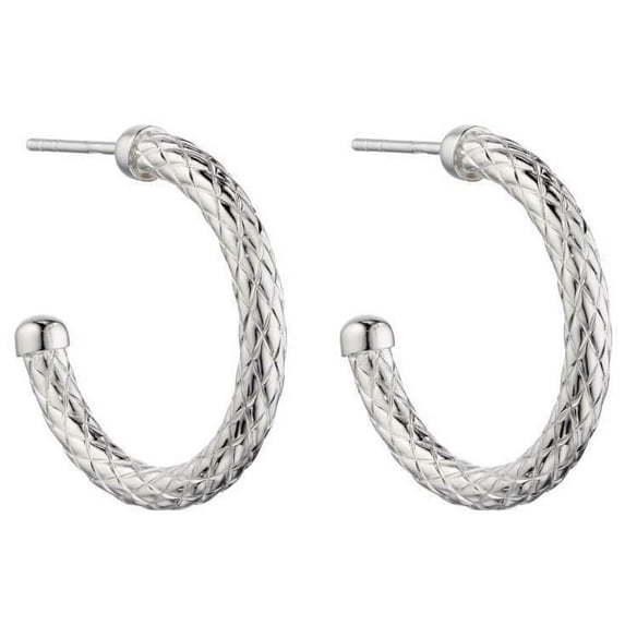 Beginnings Textured Medium Hoop Earrings - Silver