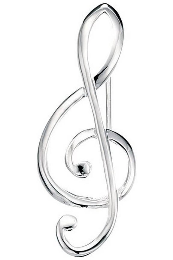 Beginnings Treble Clef Brooch - Silver