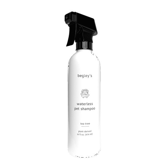 Begley’s Natural No Rinse Waterless Pet Shampoo, Bathless Cleaning, Deodorizing, and Odor Removal for a Shiny, Fresh Smelling Coat - Effective for Dogs, Puppies, and Cats - Fresh Tea Tree Scent