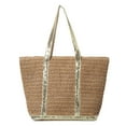 thumbnail image 1 of Begsfte Women Crochet Beach Handbag Large Capacity Sequins Weaving Travel Bag Contrast Color Minimalist Tote Bag Ladies Summer Daily Bag, 1 of 9