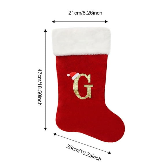 Begzeat 18.5 Inches Monogram Christmas Stocking with Letter Soft Velvet with White Plush Cuff Embroidered Initial Xmas Stockings for Christmas Holiday Fireplace Decoration Gifts (G Letter, Red)