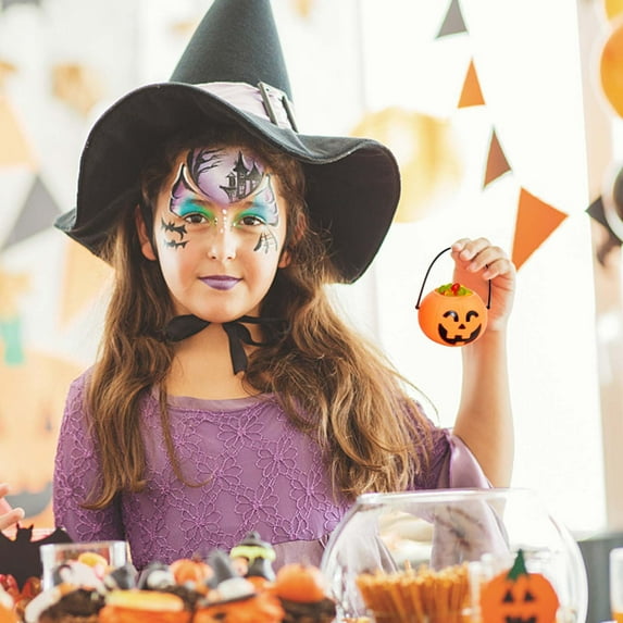 Begzeat 1pcs Halloween Pumpkin Bucket Candy Bucket Trick or Treat Bucket JackoLantern Pail Halloween Party Supplies - 1.96"×2.75"