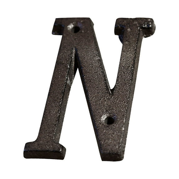Begzeat 3 Inch House Letter, Address Letter for Outdoor Signs, Cast Iron Metal Number, Elegant Black Brown Finished Vintage Solid Metal Mailbox Letter Number, Black Home Letter N