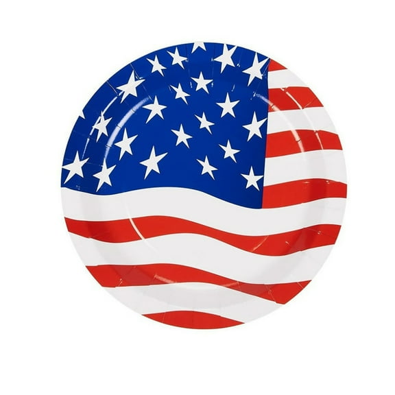 Begzeat 4th of July Decorations, American Flag Patriotic Party Supplies Serve, 4th of July Plates Napkins Cups Knives Forks Spoons Red White and Blue Decorations for Independence Day (24pcs*9"Plate)