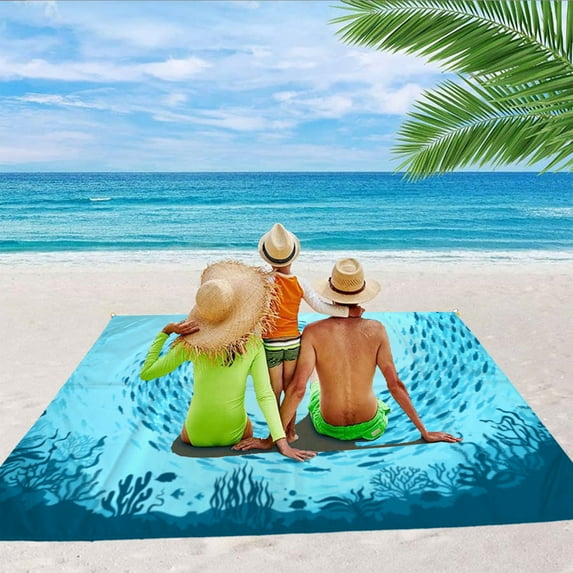 Begzeat Beach Blanket 55.1 x 39.3 in Extra Large Waterproof Sandproof Oversize Quick Drying Durable Outdoor Beach Mat for 5-8 Adults, Lightweight Picnic Mat for Beach Travel Camping Hiking