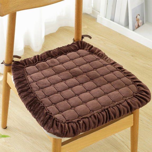 Begzeat Clearance Kitchen Chair Cushions, U Shaped Memory Foam Chair Cushion with Ties, 16 x 16 inches Soft Plush Velvet Chair Pads for Dining Chairs(Square, Brown)