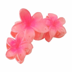 Begzeat Flower Hair Clips, Flower Claw Clips, Strong Hold Claw Clips for Thick Hair Summer Cute Hibiscus Hair Clips Beach Plumeria Hair Accessories for Women (B)