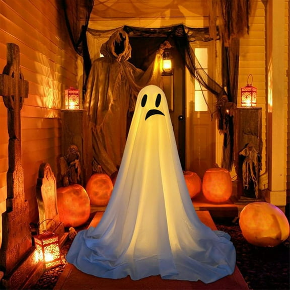 Begzeat Halloween Decorations Outdoor,Halloween Party Decorations Indoor,Spooky Ghost Decor with Remote Control String Lights,Halloween Ghost Lights for Porches Yards Gardens Lawn