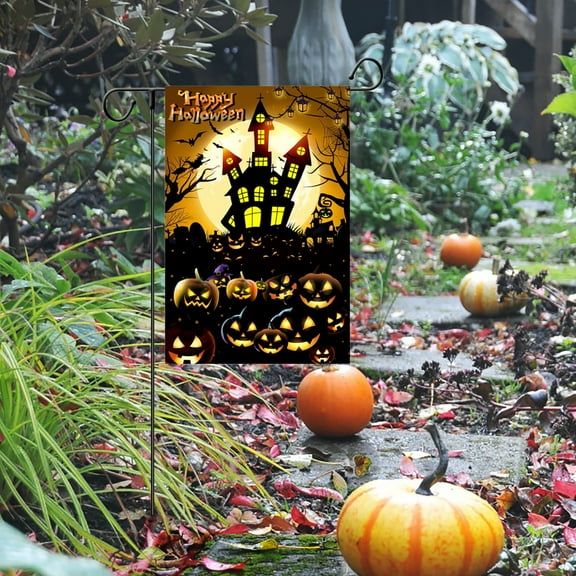 Begzeat Halloween Garden Flag, Halloween Decor The Witch's Castle Boo Yard Flag 12x18 Double Sided Holiday, Halloween Garden Flags Pumpkin Signs Home Decorations Rustic Welcome Outdoor Decorative Farm