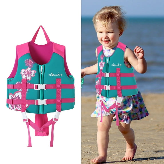 Begzeat Kids Swim Vest Life Jacket Flotation Swimming Aid with Adjustable Safety Strap Age 1-9 Years/22-50Lbs, Pink