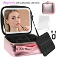 thumbnail image 1 of Behaesty Portable Makeup Bag with 3-Color LED Detachable Mirror 2000mAh USB Rechargeable Waterproof PU Leather Organizer Compact Travel Cosmetic Pouch Vanity Purse, 1 of 10