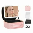 thumbnail image 1 of Behaesty Portable Makeup Bag with 3-Color LED Detachable Mirror 2000mAh USB Rechargeable Waterproof PU Leather Organizer Compact Travel Cosmetic Pouch Vanity Purse, 1 of 10