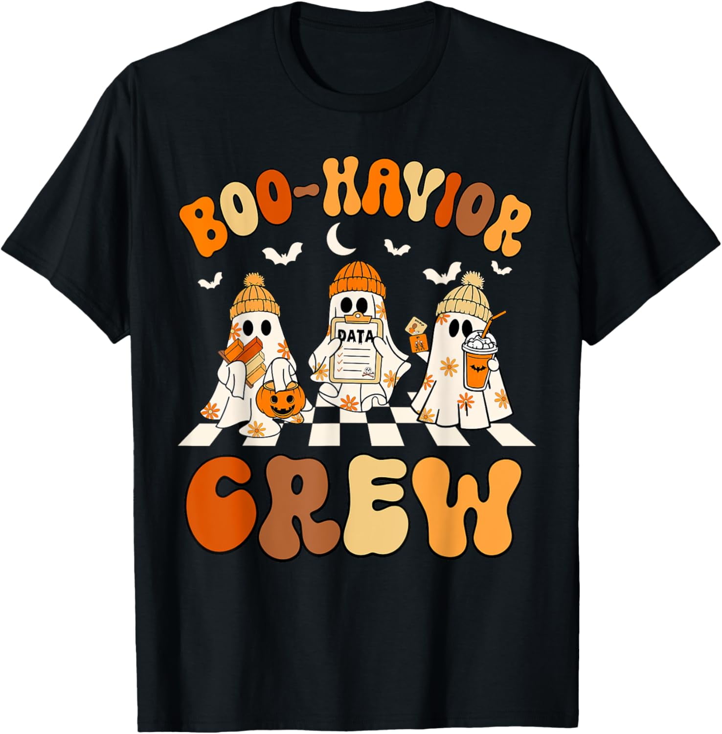 Behavior Analyst Halloween ABA Cute Ghost Boo-havior Crew T-Shirt ...