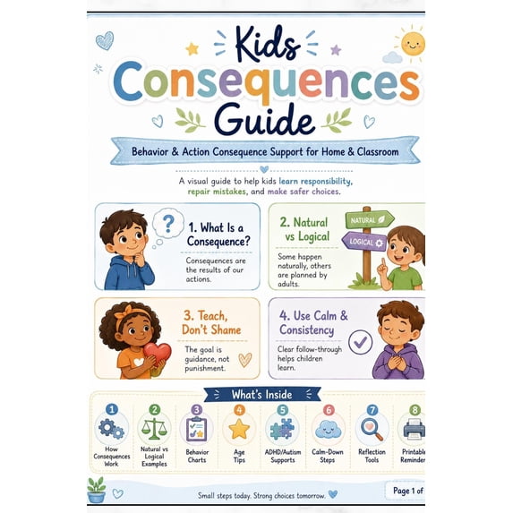 Behavior Consequence Poster for Kids Visual Guide poster, Helpful chart ...