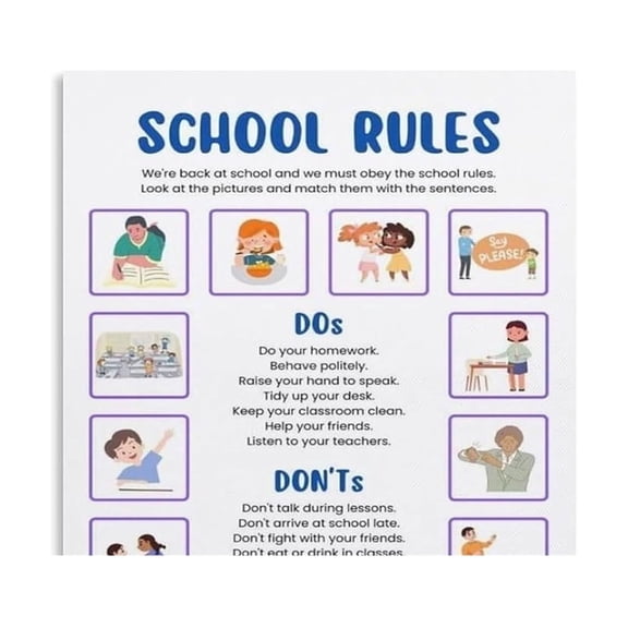 Behavior Expectations Visual Aid Canvas Poster School Rules Classroom