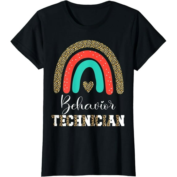 Behavior Technician Leopard Rainbow ABA RBT Therapist T-Shirt