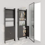 ABCOOL Adjustable Shelves Tall Metal 3-Shelf Freestanding Garage Cabinet, Black