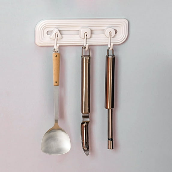 Behind the Door Sliding Hooks Organizer, Adjustable Spacing Adhesive Hooks, No Drill Wall Hooks for Kitchen Bathroom Closet, Waterproof Heavy Duty Storage Hooks for Home Use