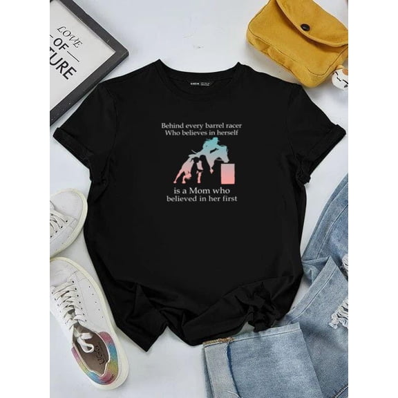 Behind Every Barrel Racer Is A Mom Who Believes In Her Daughter Unisex tee V50848, for men & women, up to size 5XL